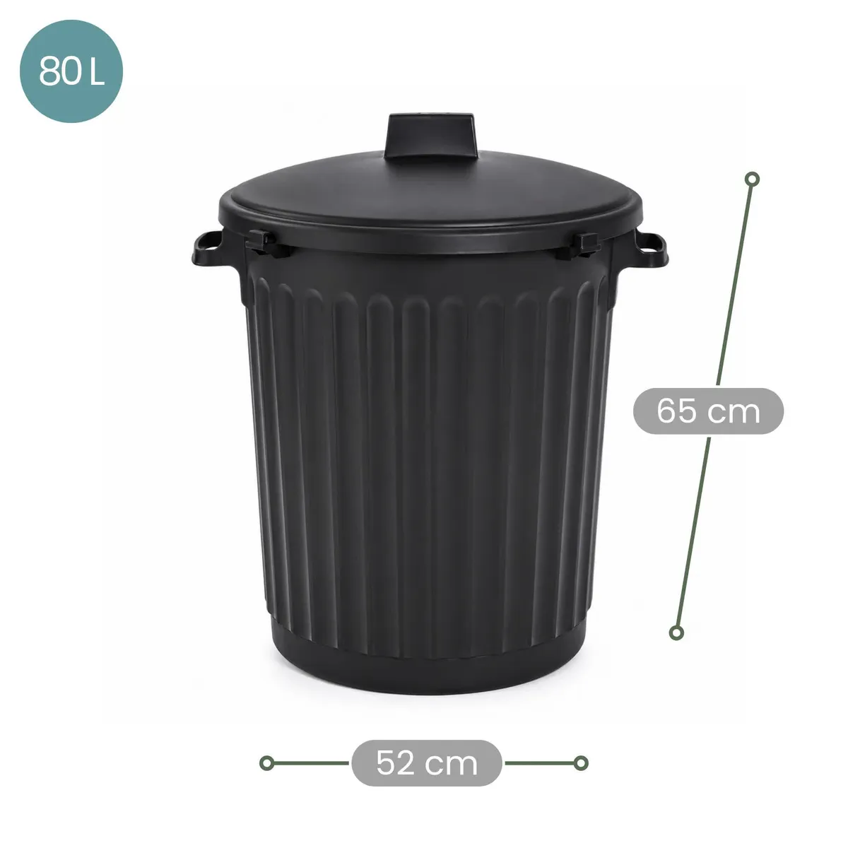 Abfallbehälter 80 l mit Schnappdeckel, Schwarz — zdjęcie 8 z 8