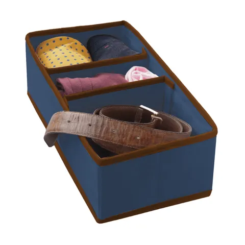 Drawer organiser, 3 compartments, blue, 30.5 × 15.5 × 10 cm