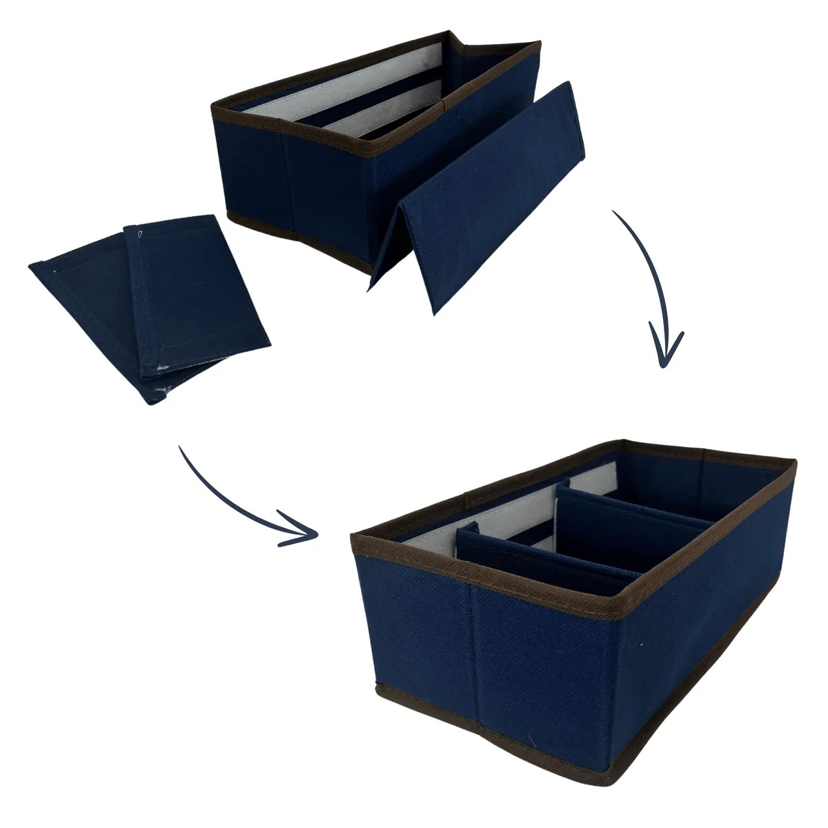 Schubladen-Organizer Blau, 3 Fächer, 30,5 × 15,5 × 10 cm — zdjęcie 3 z 8