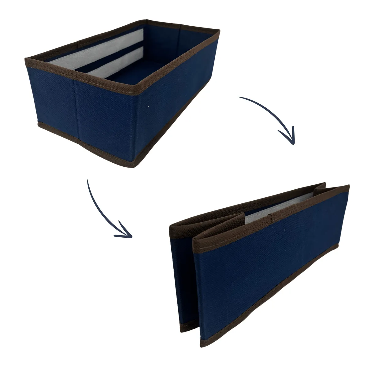 Schubladen-Organizer Blau, 3 Fächer, 30,5 × 15,5 × 10 cm — zdjęcie 4 z 8