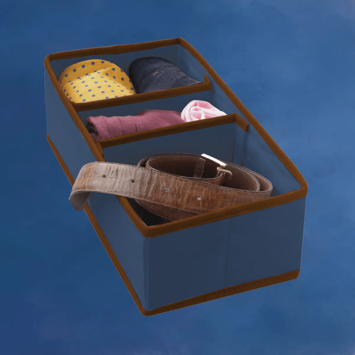 Schubladen-Organizer Blau, 3 Fächer, 30,5 × 15,5 × 10 cm — zdjęcie 6 z 8