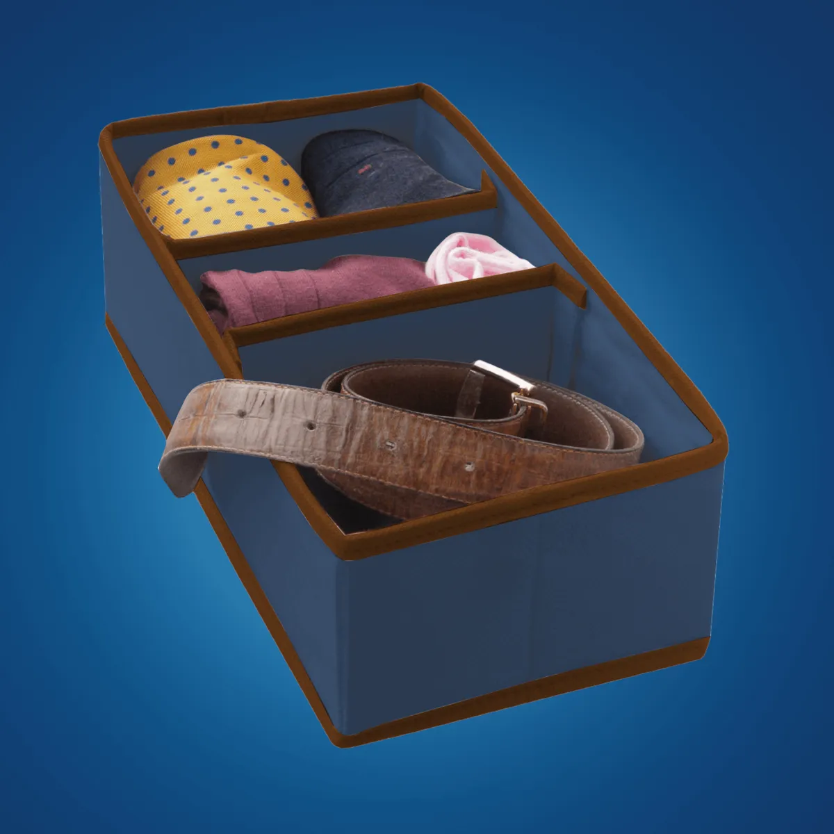 Schubladen-Organizer Blau, 3 Fächer, 30,5 × 15,5 × 10 cm — zdjęcie 7 z 8