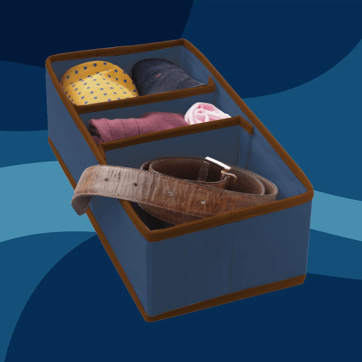 Schubladen-Organizer Blau, 3 Fächer, 30,5 × 15,5 × 10 cm — zdjęcie 8 z 8