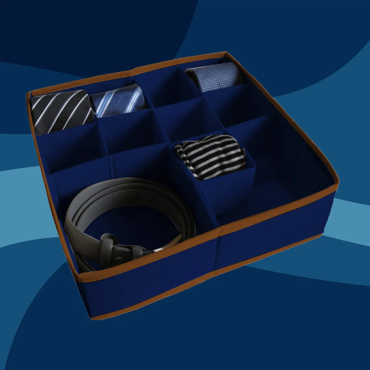 Schubladen-Organizer Blau, 11 Fächer, 30,5 × 30,5 × 10 cm — zdjęcie 7 z 8