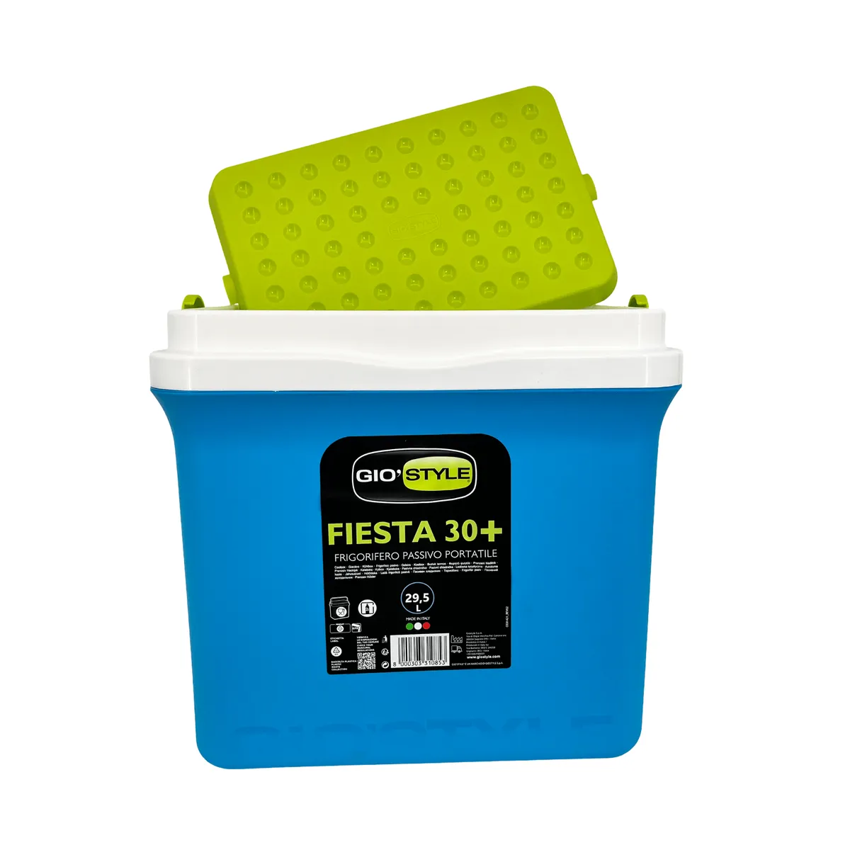 KAMAI FIESTA 29.5 l cool box for ice packs, light blue with green lid and handle — zdjęcie 2 z 8