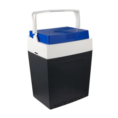 Kühlbox 29 l Kamai Coolbox, elektrisch 12 V / 230 V, Anthrazit mit blauem Deckel