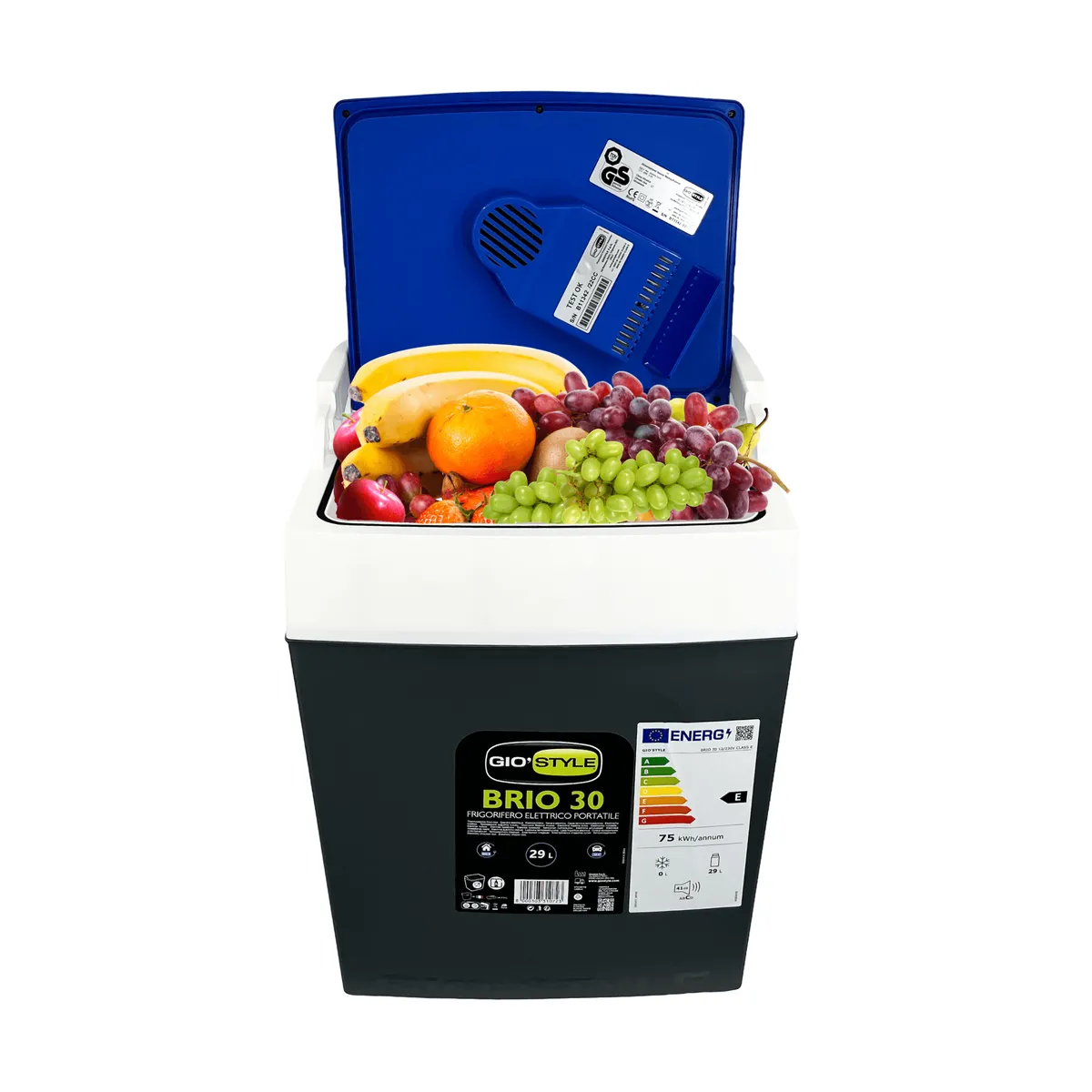 Kamai Coolbox 29 l electric cool box, 12/230 V, anthracite with blue lid — zdjęcie 4 z 8
