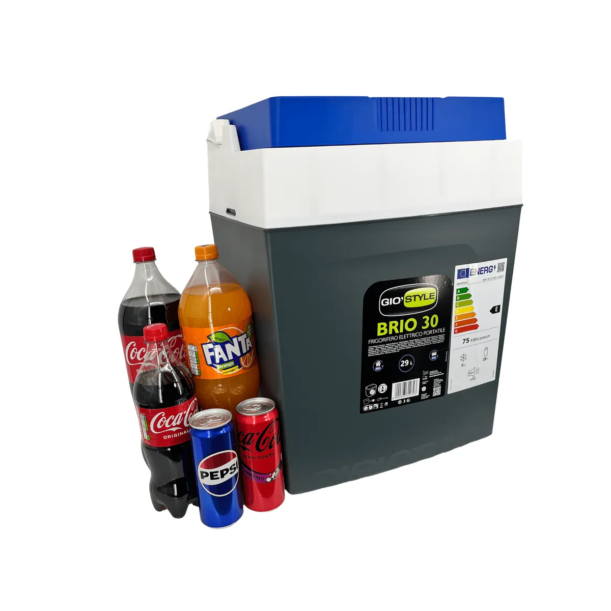 Kamai Coolbox 29 l electric cool box, 12/230 V, anthracite with blue lid — zdjęcie 6 z 8