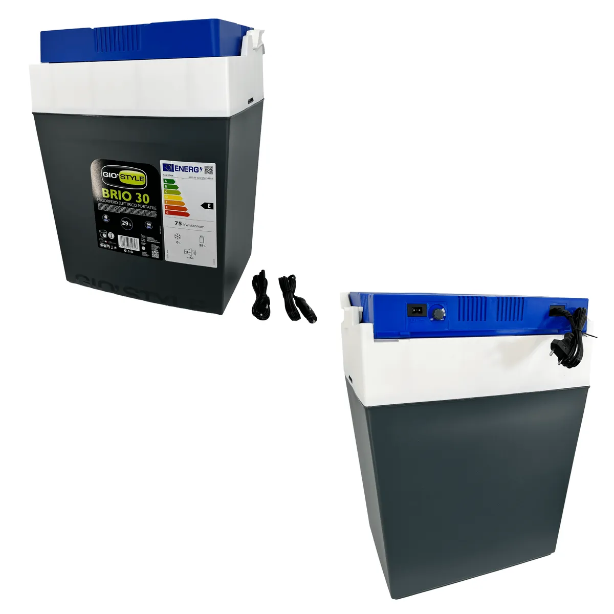 Kamai Coolbox 29 l electric cool box, 12/230 V, anthracite with blue lid — zdjęcie 7 z 8