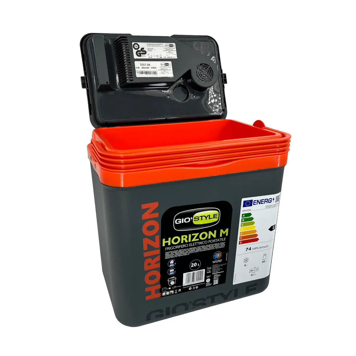 Kühlbox 20 l KAMAI HORIZON, elektrisch 12 V / 230 V, Anthrazit mit rotem Akzent — zdjęcie 3 z 8