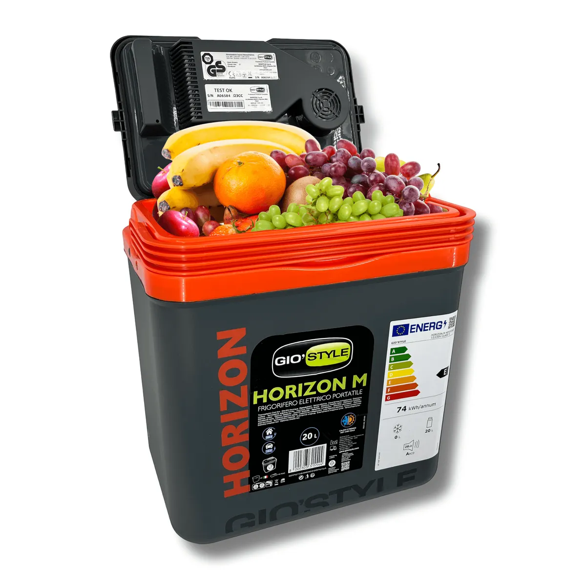 Kühlbox 20 l KAMAI HORIZON, elektrisch 12 V / 230 V, Anthrazit mit rotem Akzent — zdjęcie 4 z 8