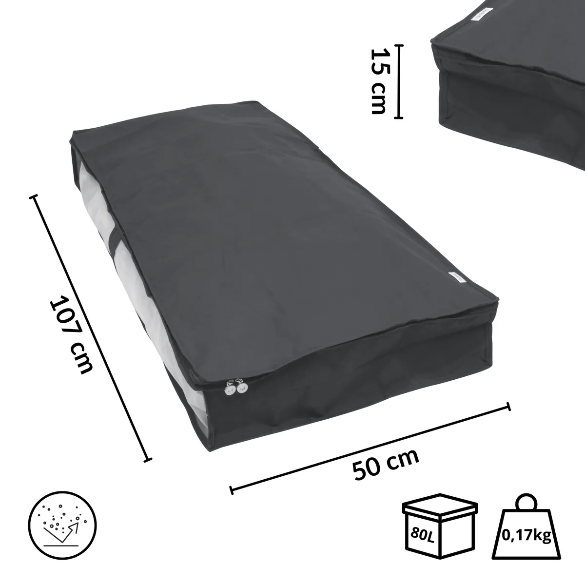 Schrank-Organizer, Aufbewahrungsbox Grau, 107 × 50 × 15 cm — zdjęcie 2 z 8