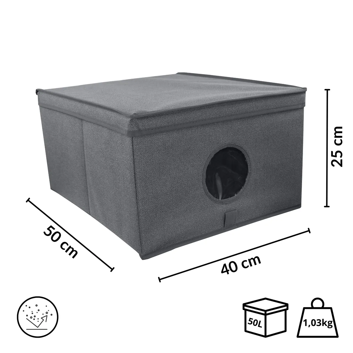 Organizér do skříně s víkem a okénkem 50×40×25 cm — zdjęcie 2 z 8