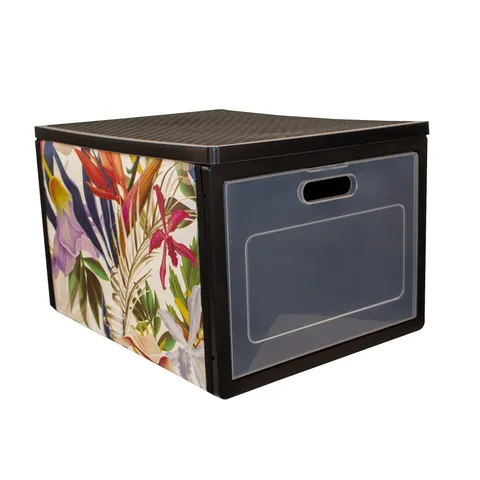 FLORAL wardrobe organiser with door, floral print, 41 × 31 × 25 cm