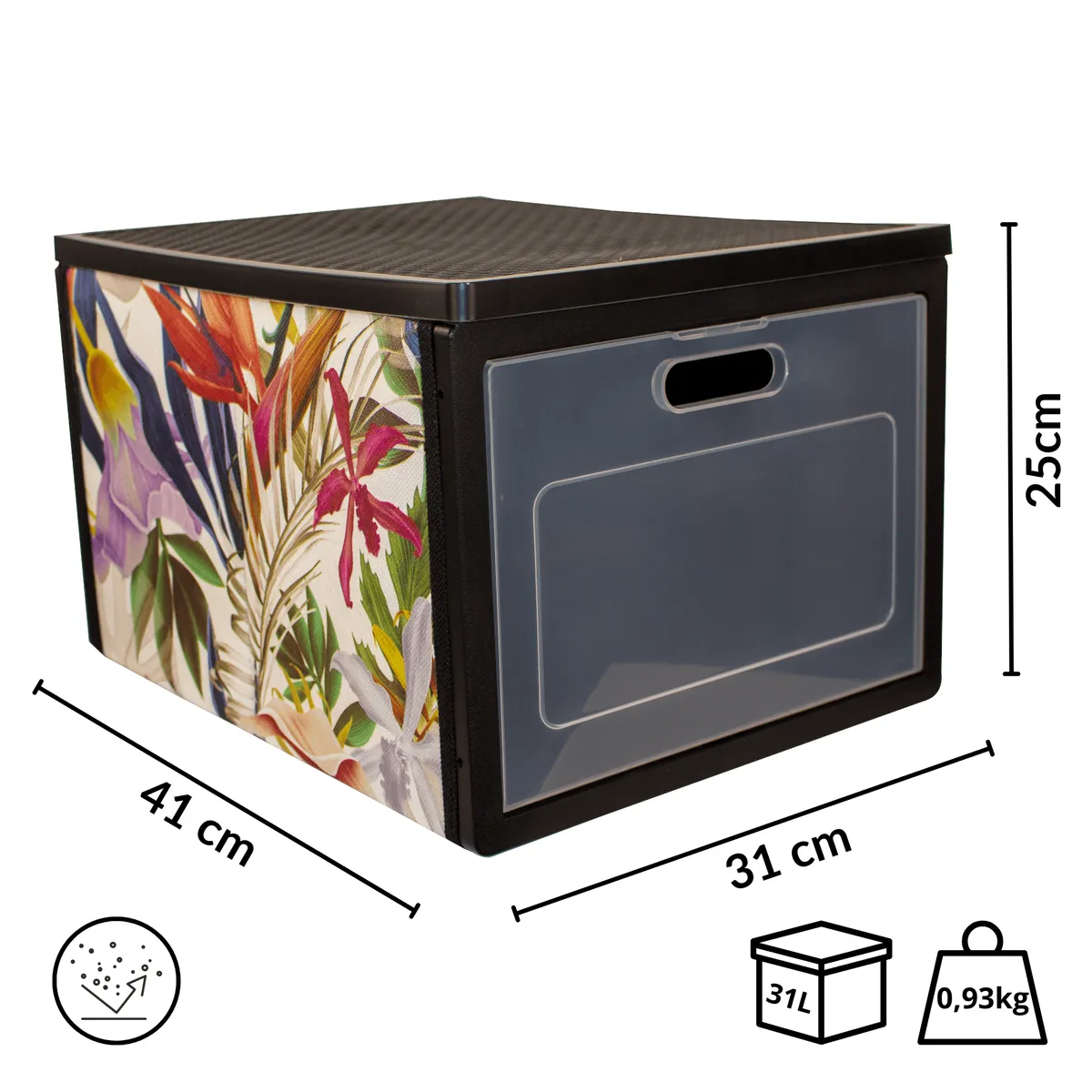 FLORAL Schrank-Organizer mit Blumenmuster und Klappe, 41 × 31 × 25 cm — zdjęcie 2 z 8