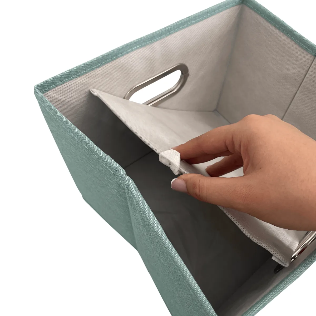 Schrank-Organizer Mintgrün mit Deckel und Sichtfenster, 28,5 × 25,5 × 20,5 cm — zdjęcie 5 z 8