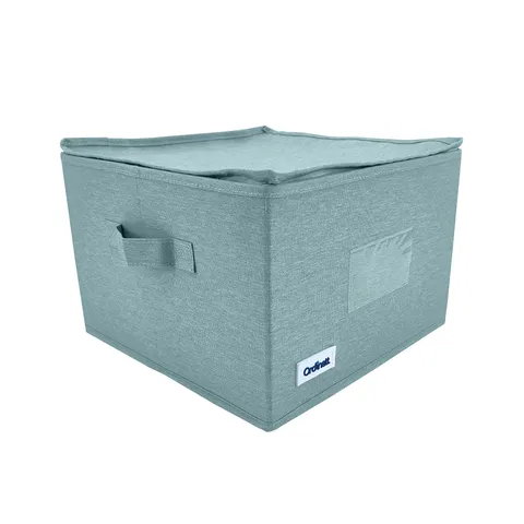 Wardrobe organiser box with handles, green, 30 × 30 × 21 cm