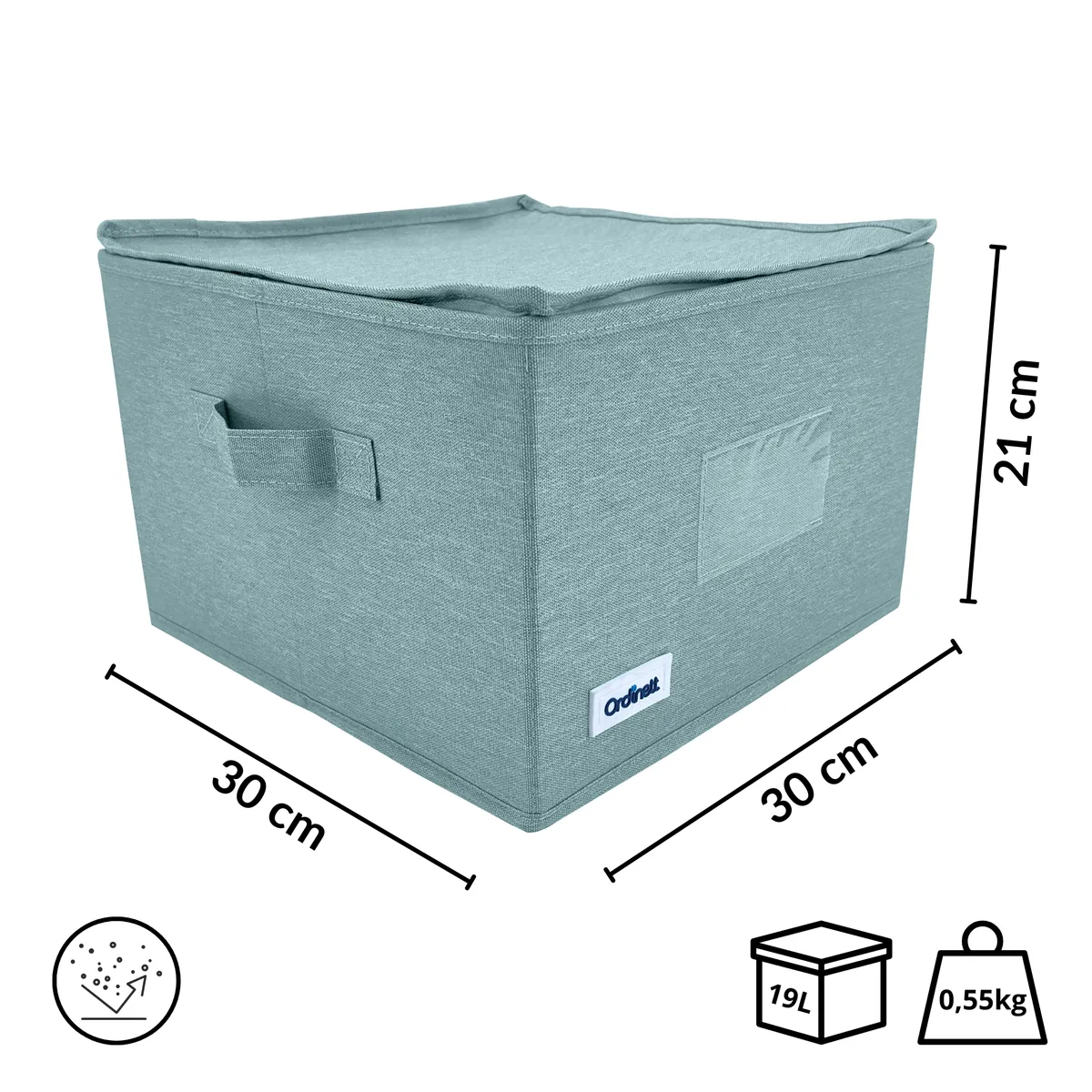 Schrank-Organizer, Aufbewahrungsbox Grün mit Griffen, 30 × 30 × 21 cm — zdjęcie 2 z 8