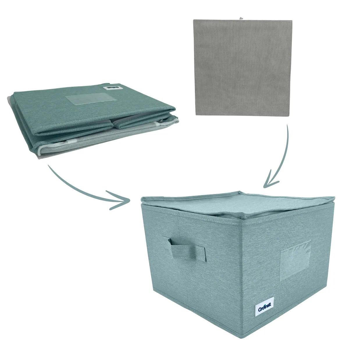Schrank-Organizer, Aufbewahrungsbox Grün mit Griffen, 30 × 30 × 21 cm — zdjęcie 4 z 8