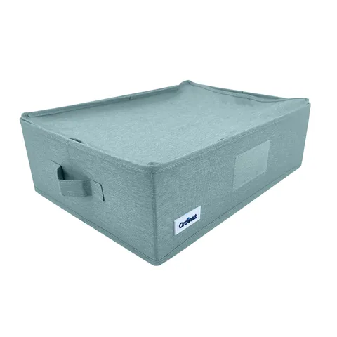 Wardrobe organiser box with handles, green, 42 × 32 × 14 cm