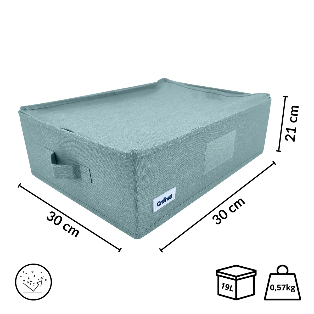 Schrank-Organizer, Aufbewahrungsbox Grün mit Griffen, 42 × 32 × 14 cm — zdjęcie 2 z 8
