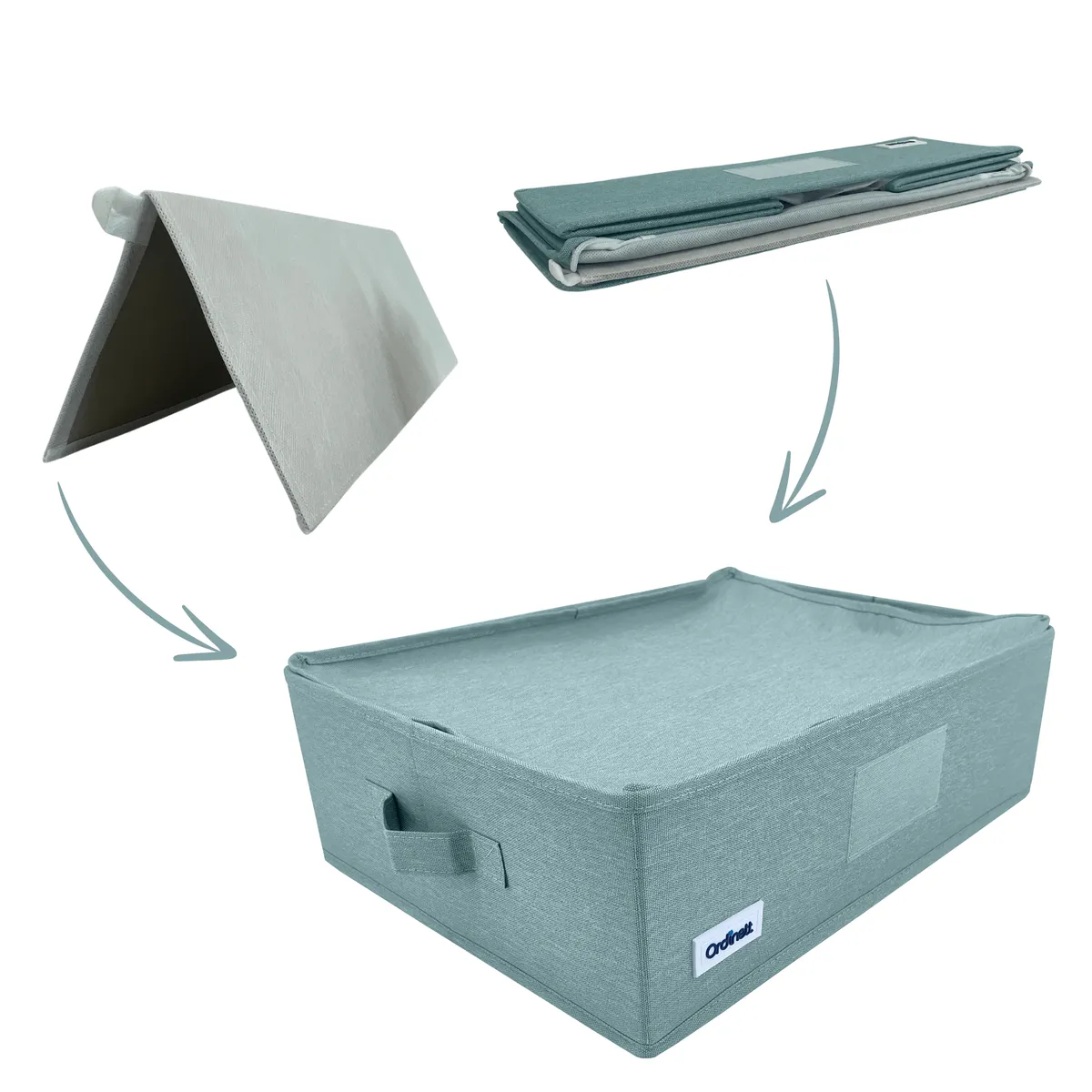 Schrank-Organizer, Aufbewahrungsbox Grün mit Griffen, 42 × 32 × 14 cm — zdjęcie 4 z 8