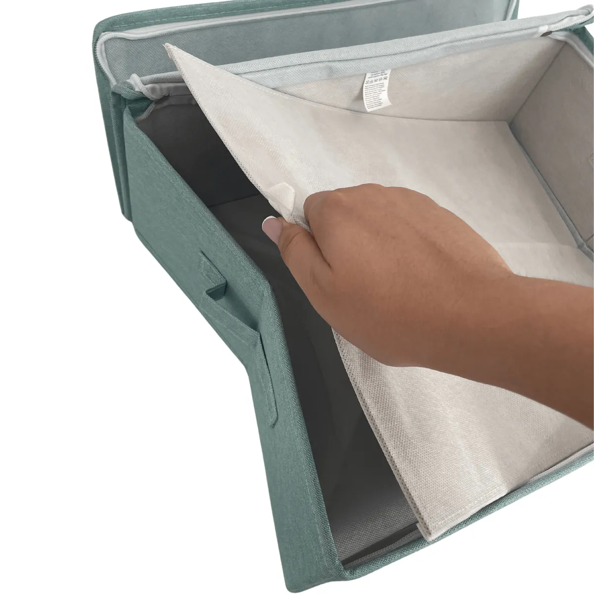 Schrank-Organizer, Aufbewahrungsbox Grün mit Griffen, 42 × 32 × 14 cm — zdjęcie 5 z 8