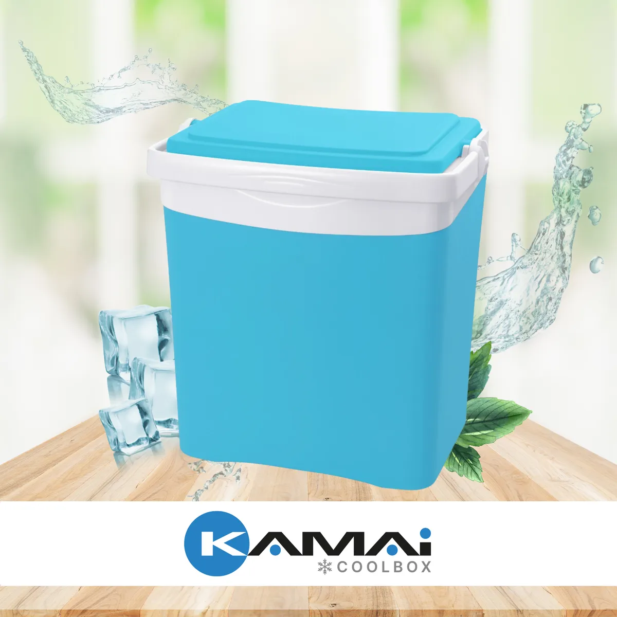 KAMAI TROPIC 25 l cool box for ice packs, turquoise with white handle — zdjęcie 2 z 8
