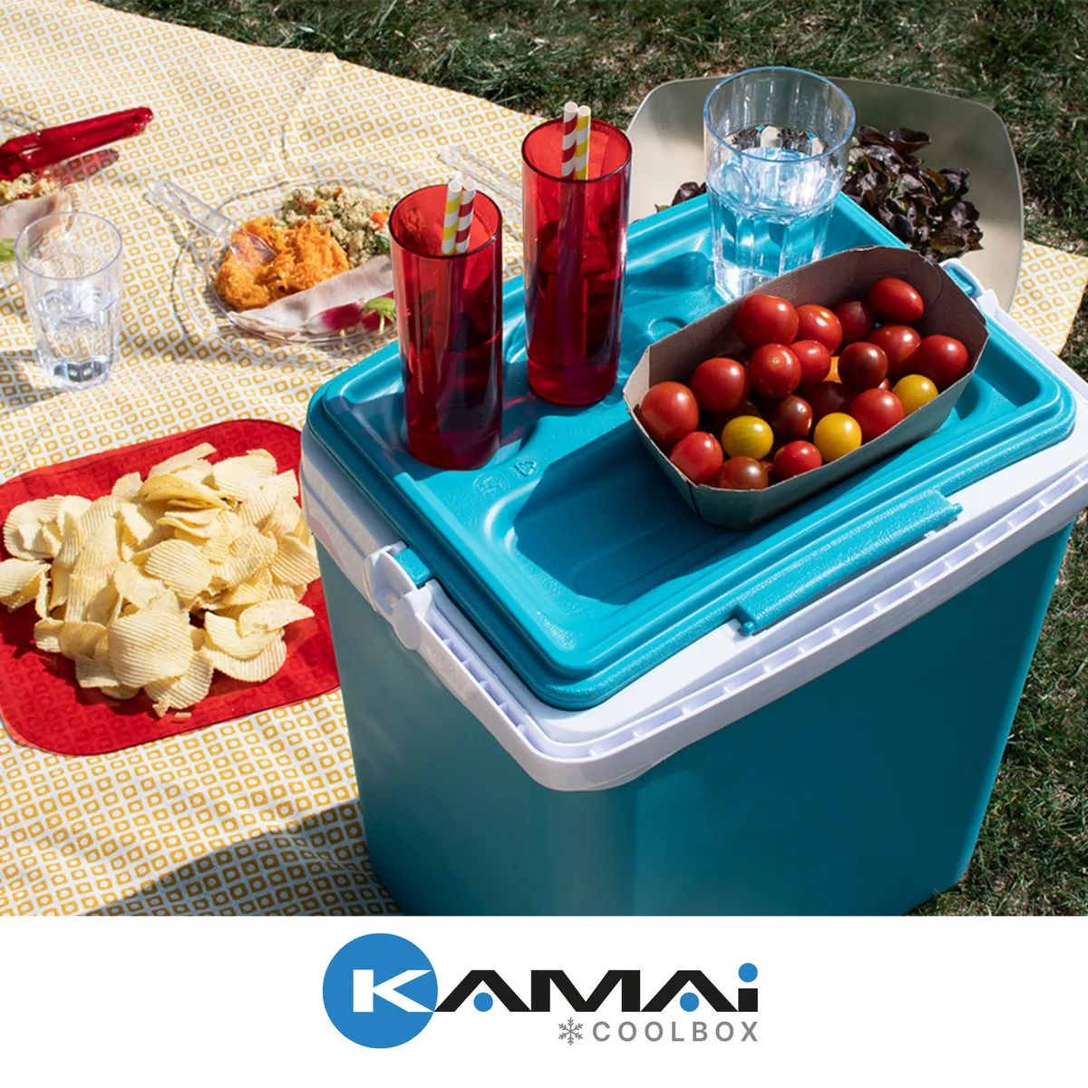 KAMAI TROPIC 25 l cool box for ice packs, turquoise with white handle — zdjęcie 8 z 8