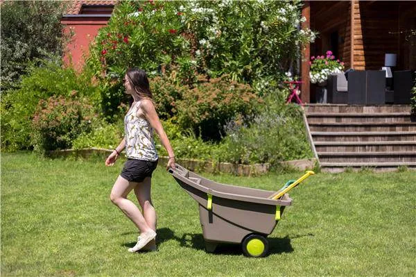 Zahradní kolečko 140 l z recyklovaného plastu, 2 kola, s rukojeťmi, zelené — zdjęcie 2 z 8