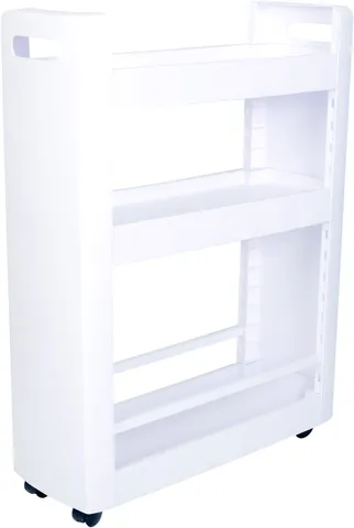 Mobile cabinet, 3 shelves, 60 × 22 × 79 cm, with wheels, white