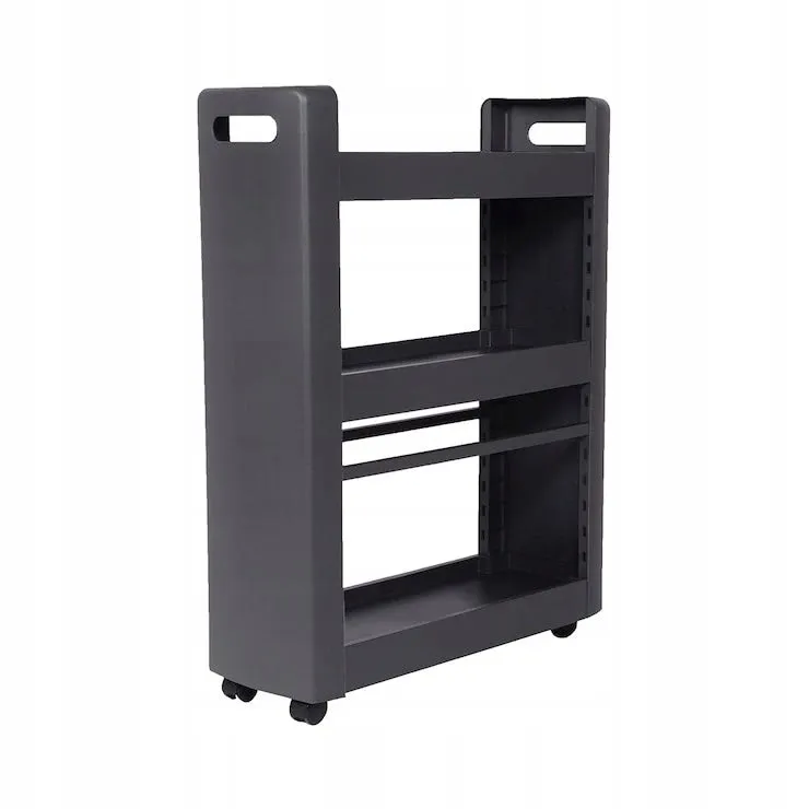 Cabinet on wheels, 3 shelves, 60 × 22 × 79 cm, anthracite, polypropylene — zdjęcie 1 z 8