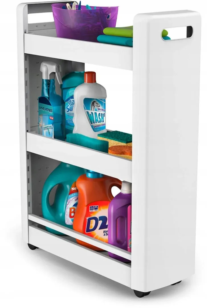 Cabinet on wheels, 3 shelves, 60 × 22 × 79 cm, anthracite, polypropylene — zdjęcie 4 z 8
