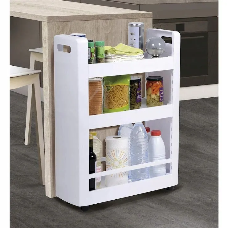 Cabinet on wheels, 3 shelves, 60 × 22 × 79 cm, anthracite, polypropylene — zdjęcie 5 z 8