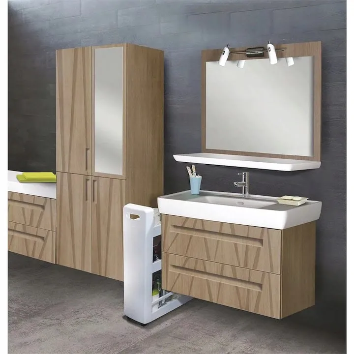 Cabinet on wheels, 3 shelves, 60 × 22 × 79 cm, anthracite, polypropylene — zdjęcie 7 z 8