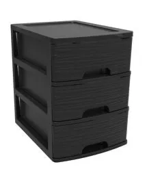 Büro-Organizer, 3 Schubladen A4, 21 l, Steinoptik Schwarz, mit ergonomischen Griffen