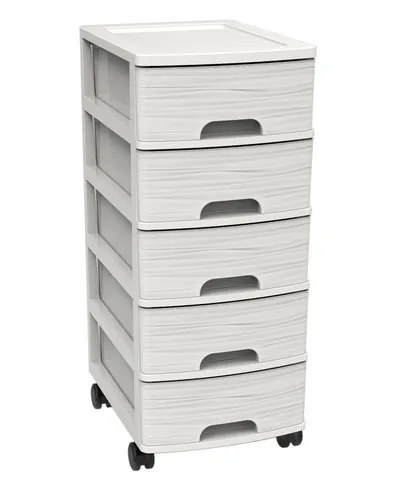 Dokumenten-Organizer, 5 Schubladen A4, Steinoptik Weiß