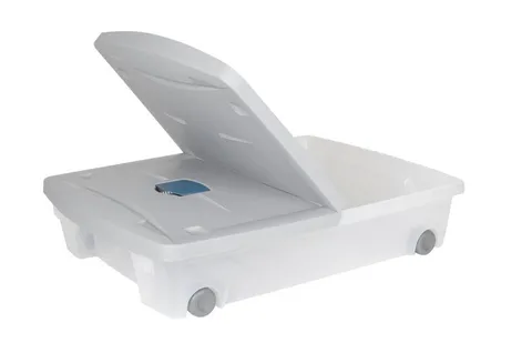 Unterbettbox 50 l mit Rollen und Deckel, Hellgrau