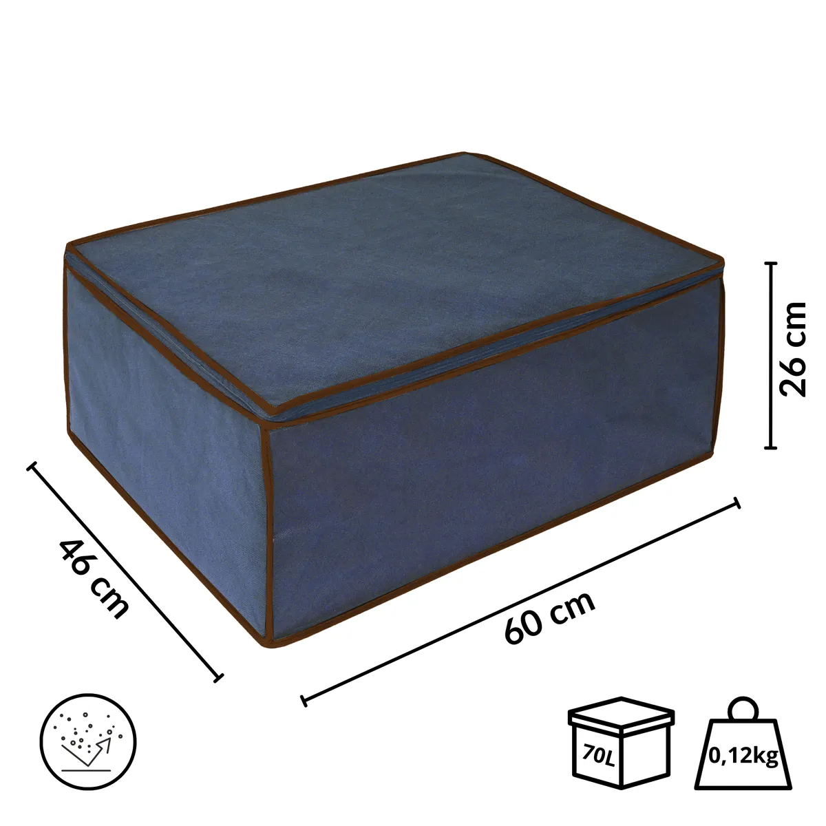 Schrank-Organizer Blau mit Reißverschluss, 46 × 60 × 26 cm — zdjęcie 2 z 8