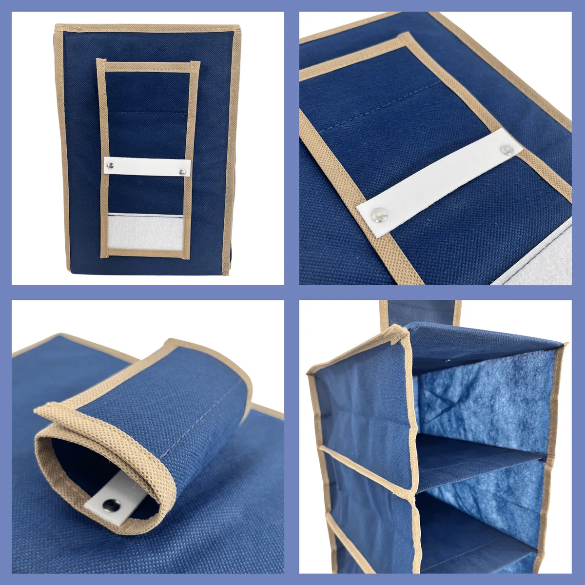 Hängeorganizer für den Schrank Blau, 10 Fächer, 20 × 29 × 120 cm — zdjęcie 3 z 8