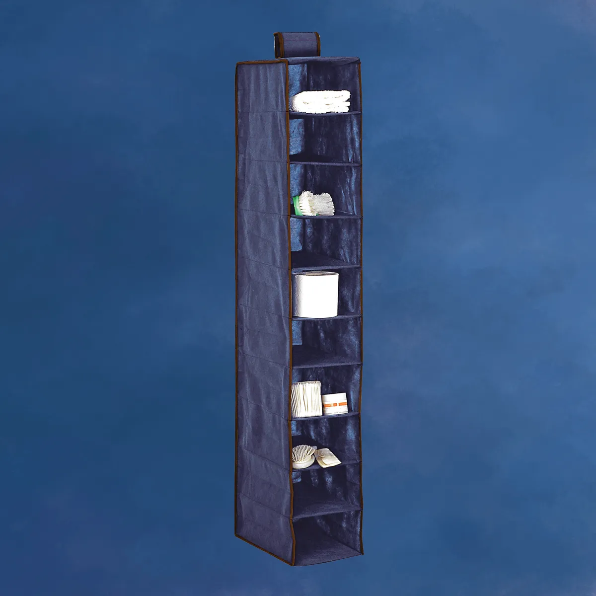 Hängeorganizer für den Schrank Blau, 10 Fächer, 20 × 29 × 120 cm — zdjęcie 4 z 8
