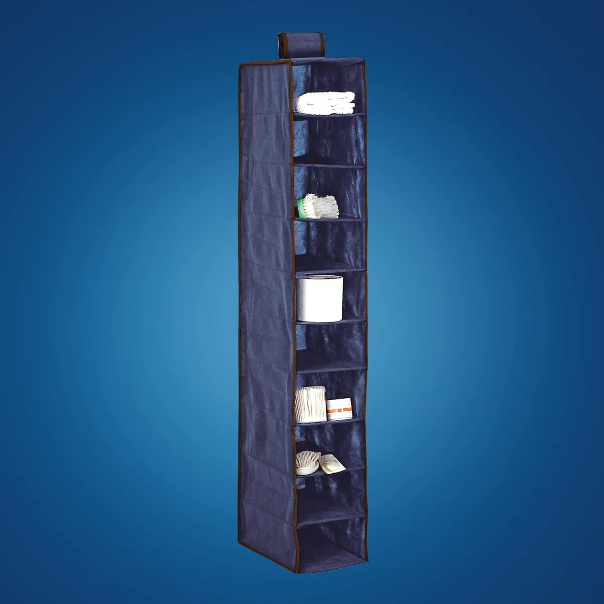 Hängeorganizer für den Schrank Blau, 10 Fächer, 20 × 29 × 120 cm — zdjęcie 5 z 8