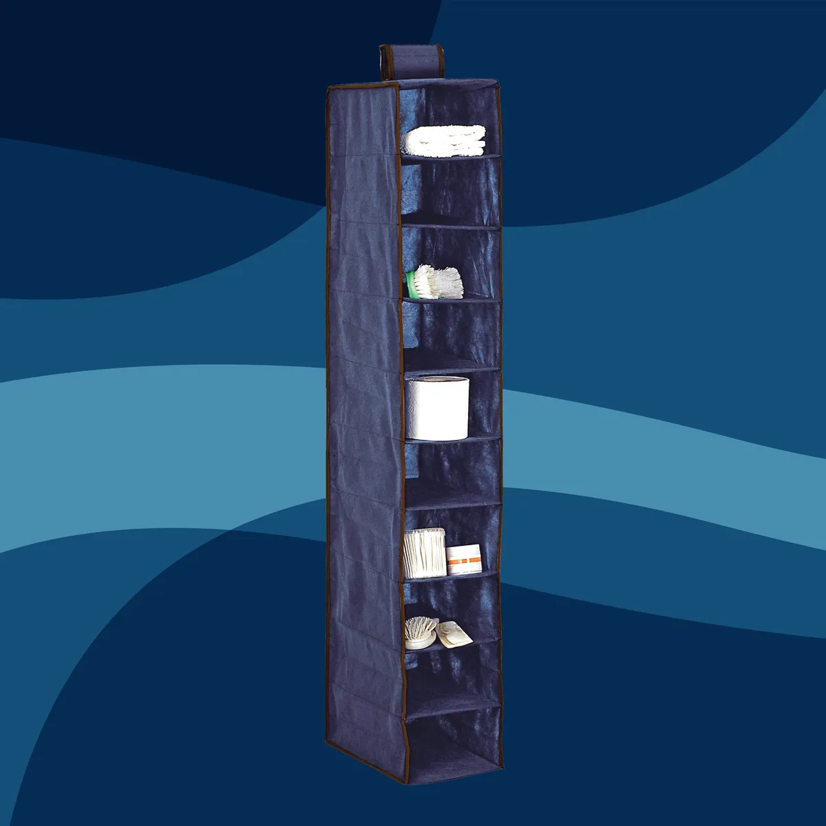 Hängeorganizer für den Schrank Blau, 10 Fächer, 20 × 29 × 120 cm — zdjęcie 6 z 8