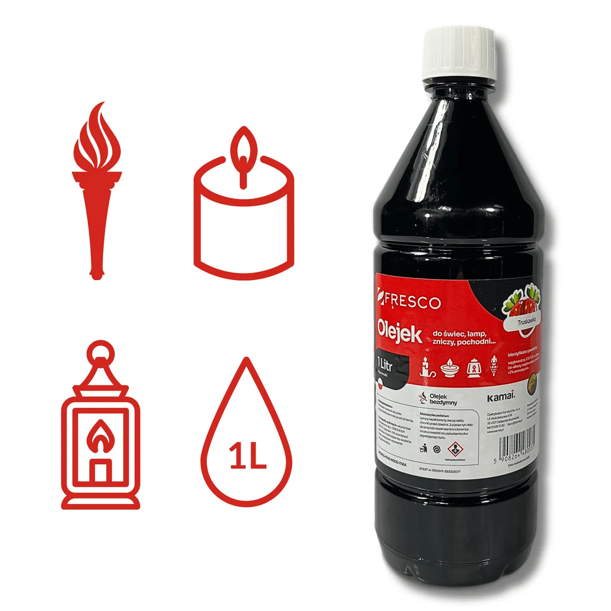 Paliwo olej do lamp, pochodni i świec 1,0L TRUSKAWKA — zdjęcie 5 z 8