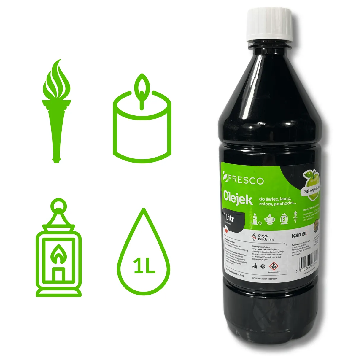 Paliwo olej do lamp, pochodni i świec 1,0L JABŁKO — zdjęcie 5 z 8
