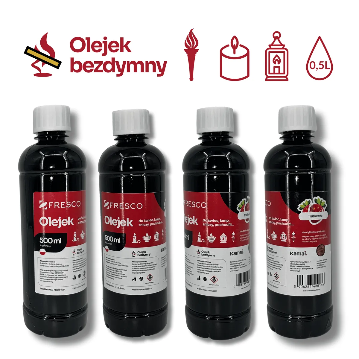 Paliwo olej do lamp, pochodni i świec 500ml TRUSKAWKA — zdjęcie 6 z 8