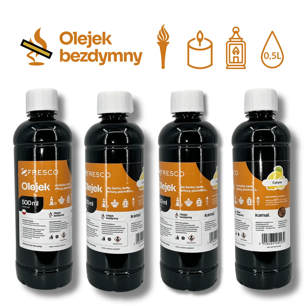 Öl für Lampen, Fackeln und Kerzen 500 ml ZITRONE — zdjęcie 6 z 8