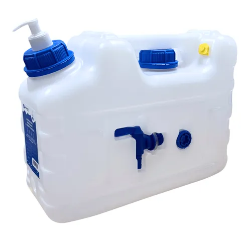 Wasserkanister 3-in-1 mit Zapfhahn und Waschbecken, transparentes HDPE, 10 l
