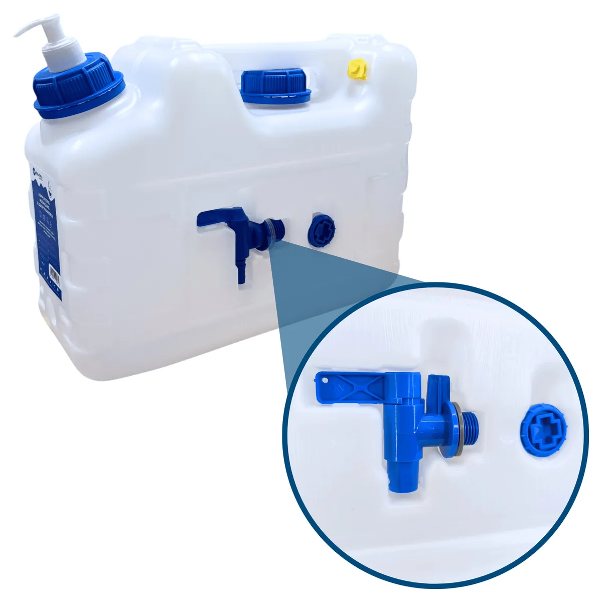 3-in-1 water jerry can with tap and washbasin, transparent HDPE, 10 l — zdjęcie 3 z 8