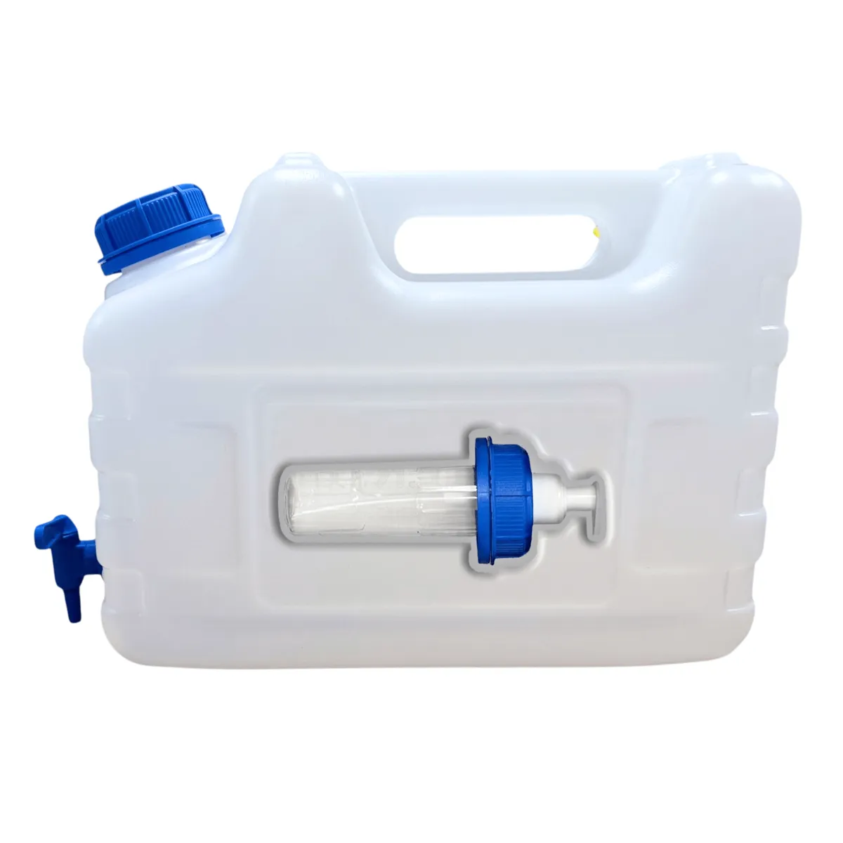 3-in-1 water jerry can with tap and washbasin, transparent HDPE, 10 l — zdjęcie 5 z 8